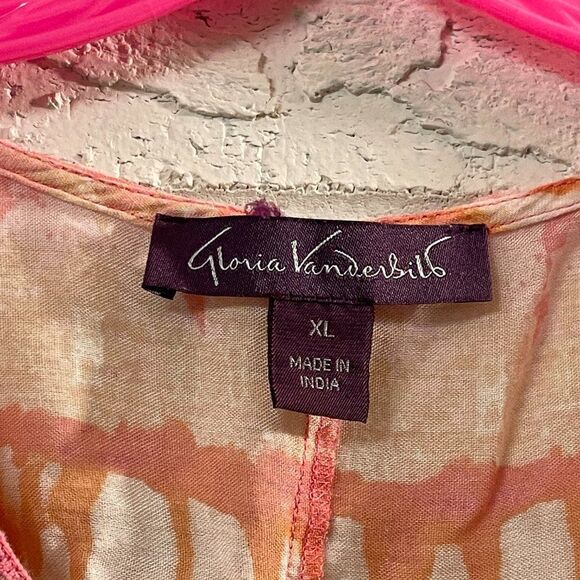 Glora Vanderbilt Pink Tie Dye Hippie Boho Shirt XL - Picture 5 of 9